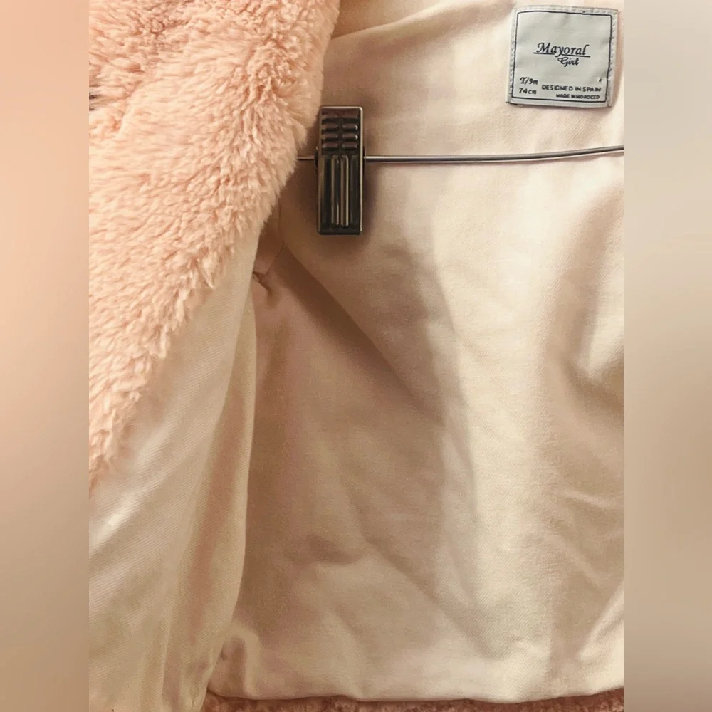 Mayoral faux fur hooded coat for baby girls - Picture 9 of 10